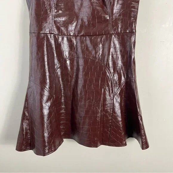 Avec Les Filles Women's Croc-Embossed Mini Dress Chocolate Brown Size 14 - Picture 9 of 16